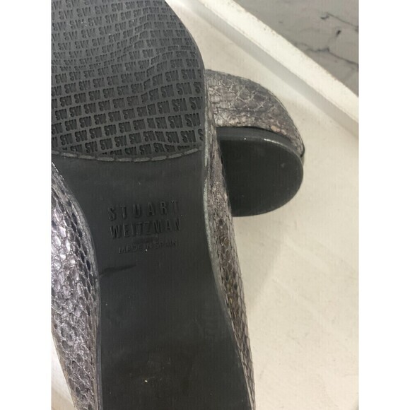 Stuart Weitzman 6M Womens Shoes Ballet Flat Silver Snakeskin Slip On Rck - Picture 12 of 12